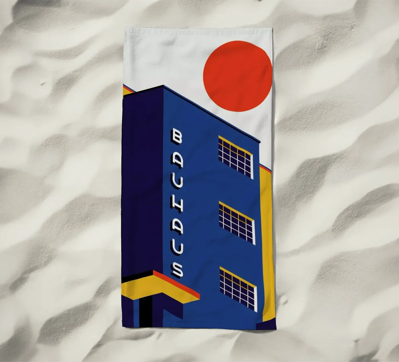 Bauhaus Building beach towel by Bo Lundberg