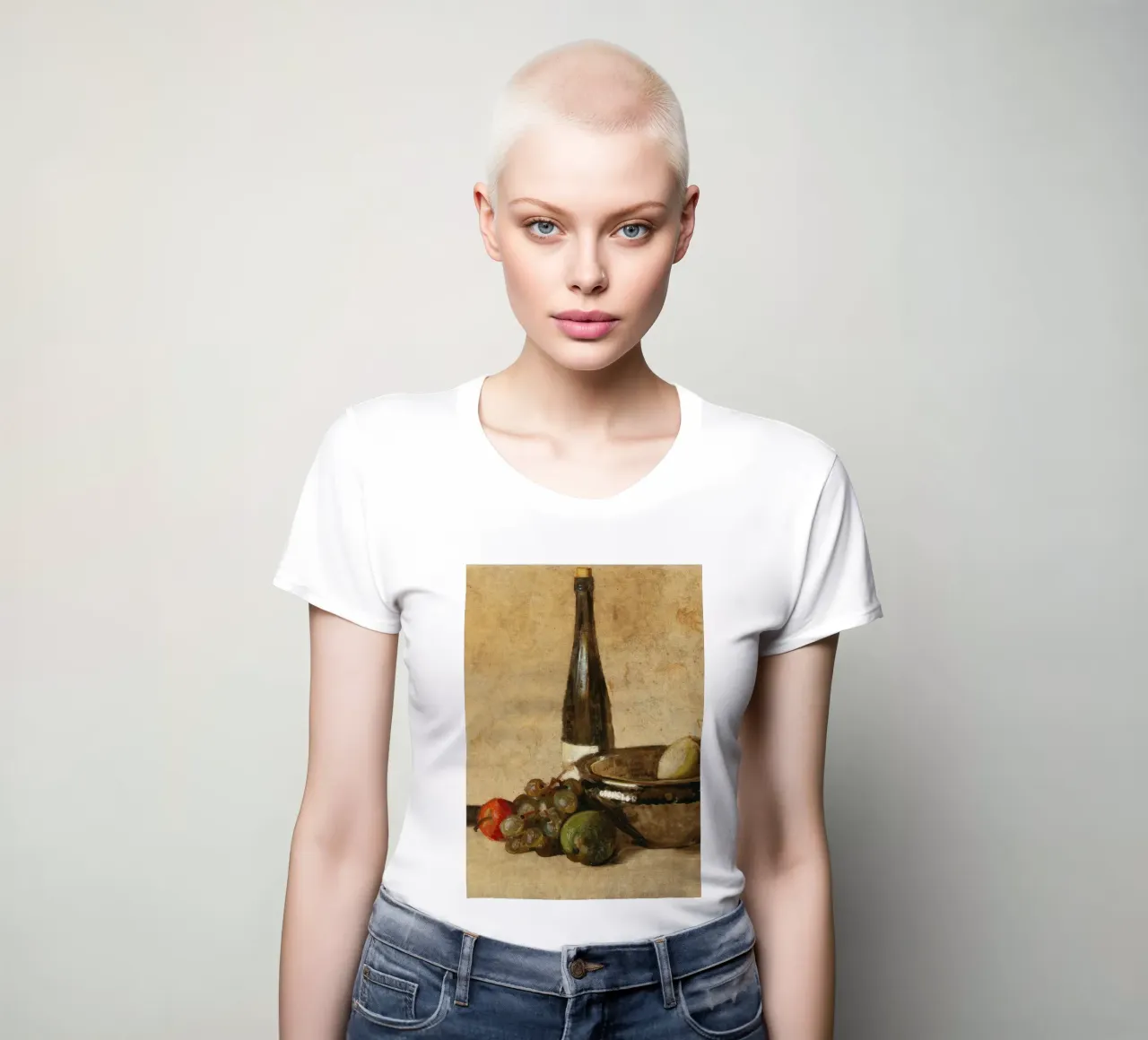Nature morte au vin et aux fruits du 19e siècle - Charme rustique t-shirt ajusté pour femmes de ClubArt