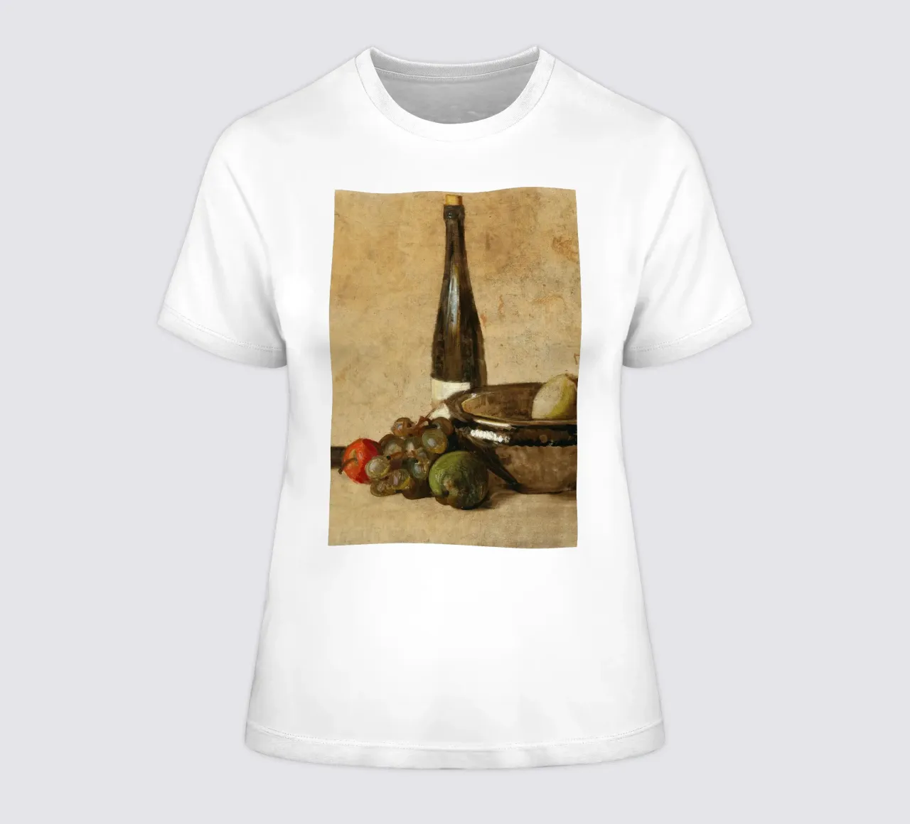 Nature morte au vin et aux fruits du 19e siècle - Charme rustique t-shirt ajusté pour femmes de ClubArt