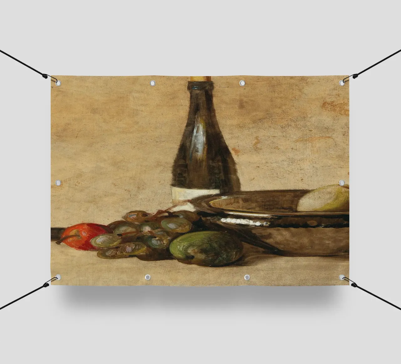 Natura morta di vino e frutta del XIX secolo - Fascino rustico telo in pvc da ClubArt