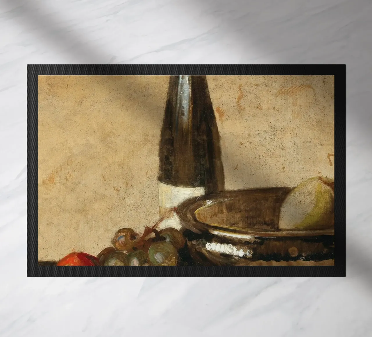 Natura morta di vino e frutta del XIX secolo - Fascino rustico zerbino da ClubArt