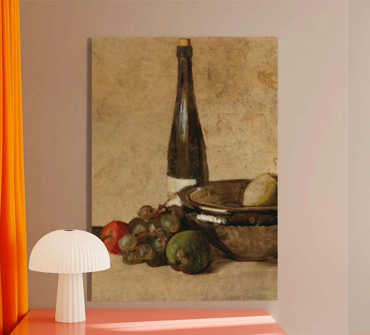 Natura morta di vino e frutta del XIX secolo - Fascino rustico plexiglass da ClubArt