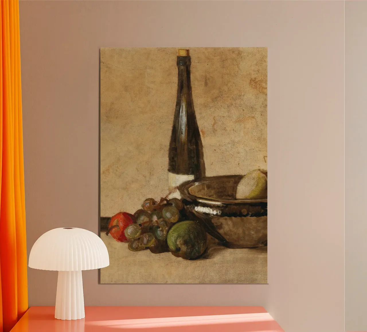 Natura morta di vino e frutta del XIX secolo - Fascino rustico carta hahnemühle da ClubArt