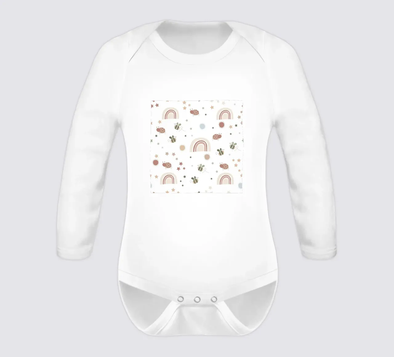 Regenbogen, Sonne, Biene und Sterne Langarm Babybody von gulsengunel