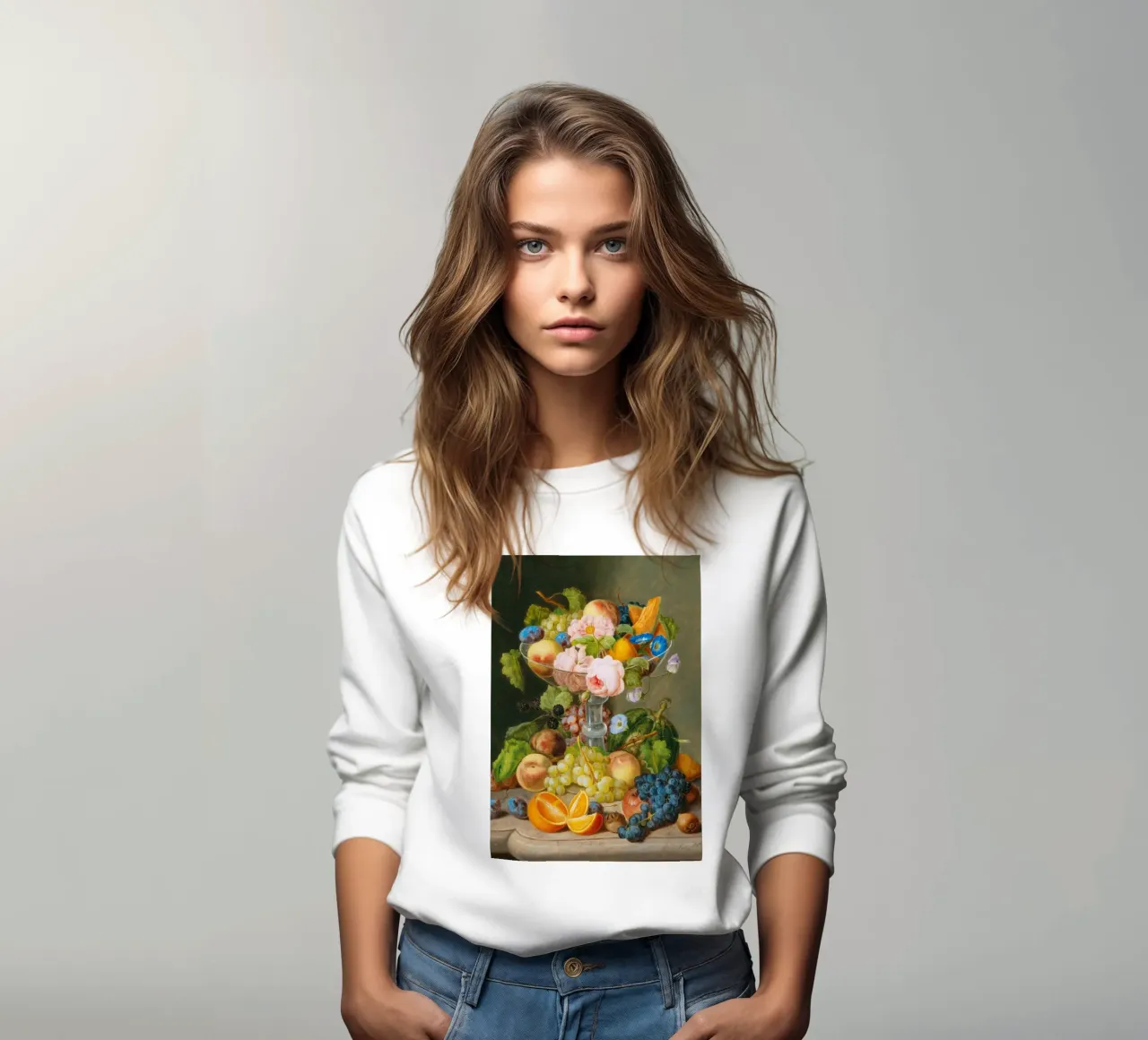Natura morta vittoriana con cornucopia di frutta e fiori felpa da ClubArt