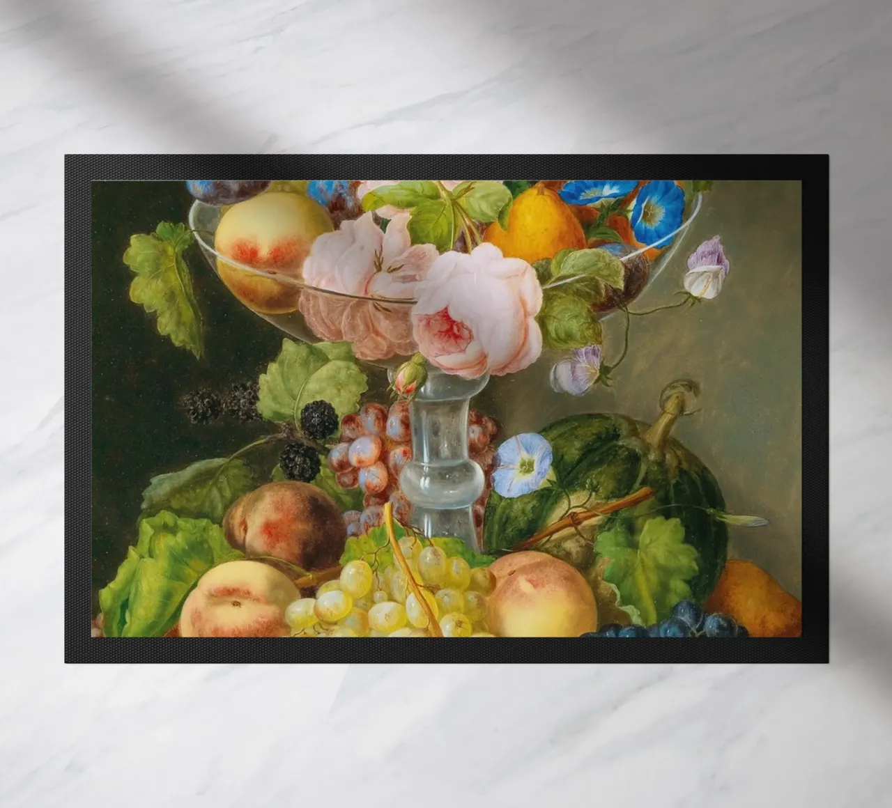 Natura morta vittoriana con cornucopia di frutta e fiori zerbino da ClubArt