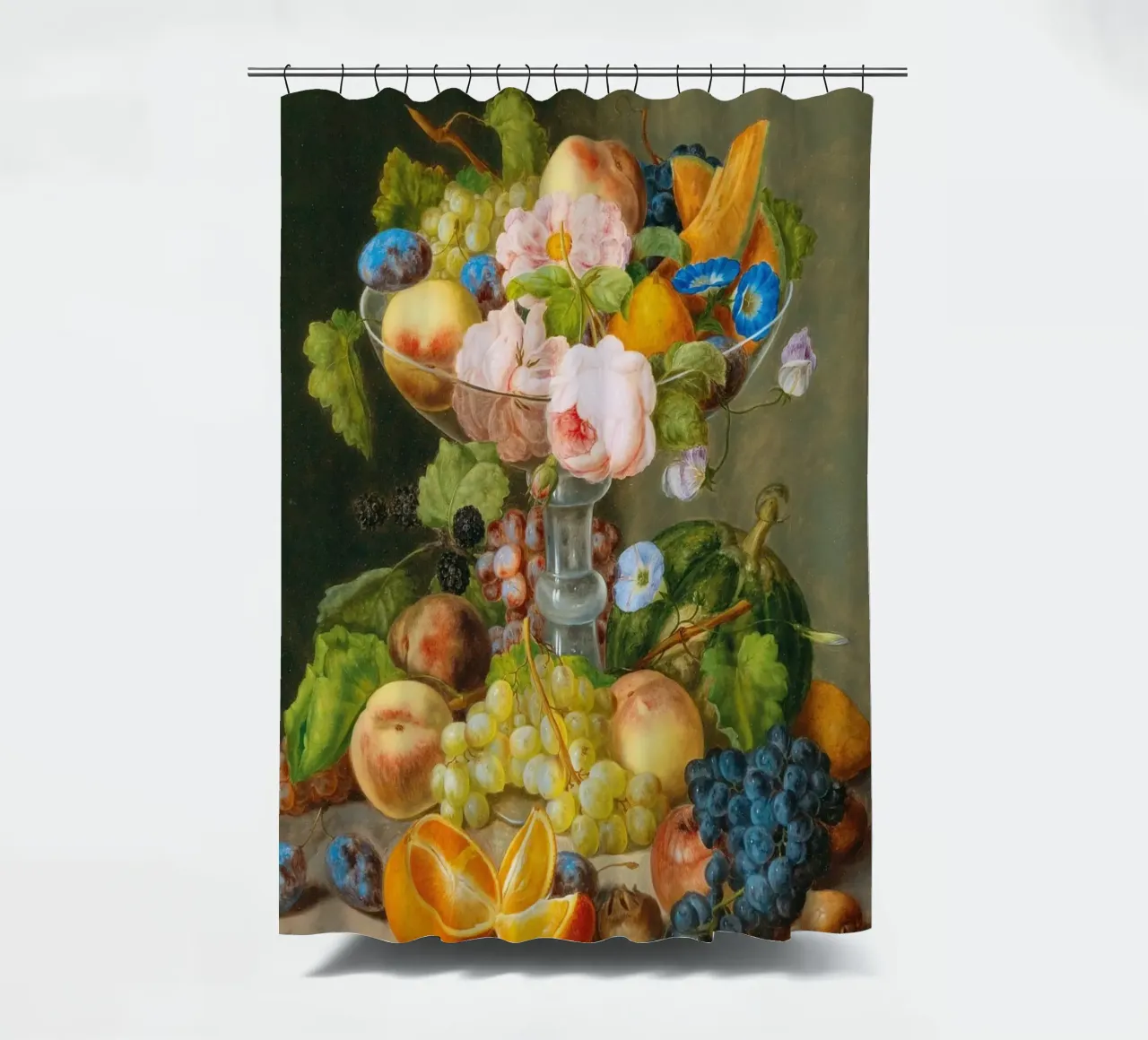 Nature morte victorienne à la corne d'abondance de fruits et de fleurs rideau de douche de ClubArt