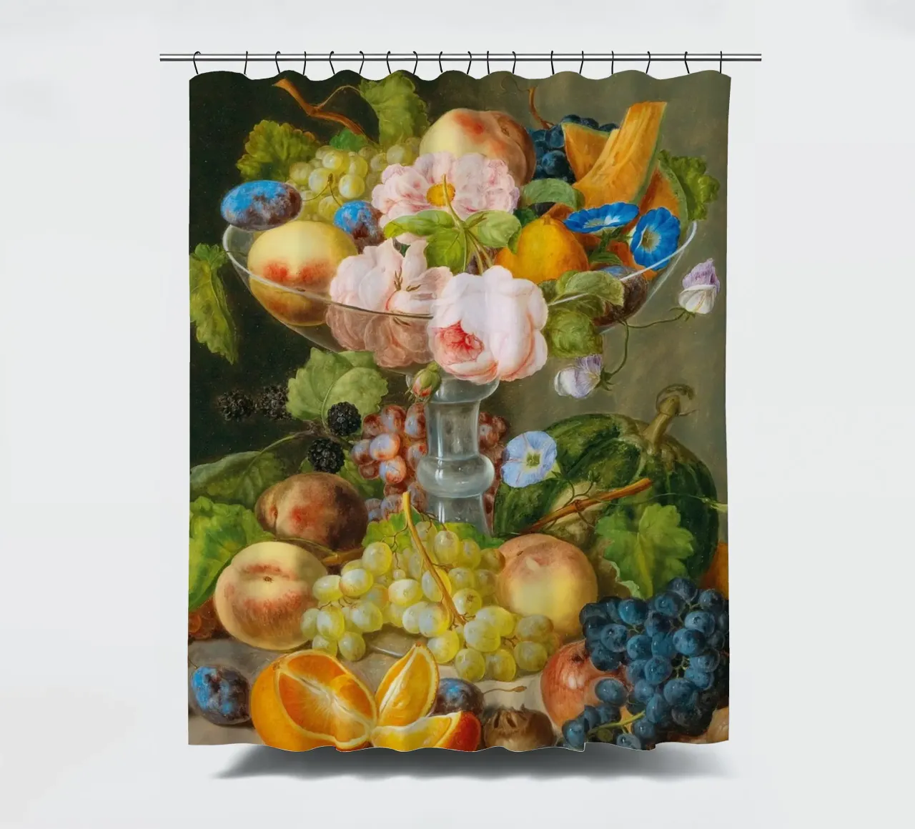 Nature morte victorienne à la corne d'abondance de fruits et de fleurs rideau de douche de ClubArt