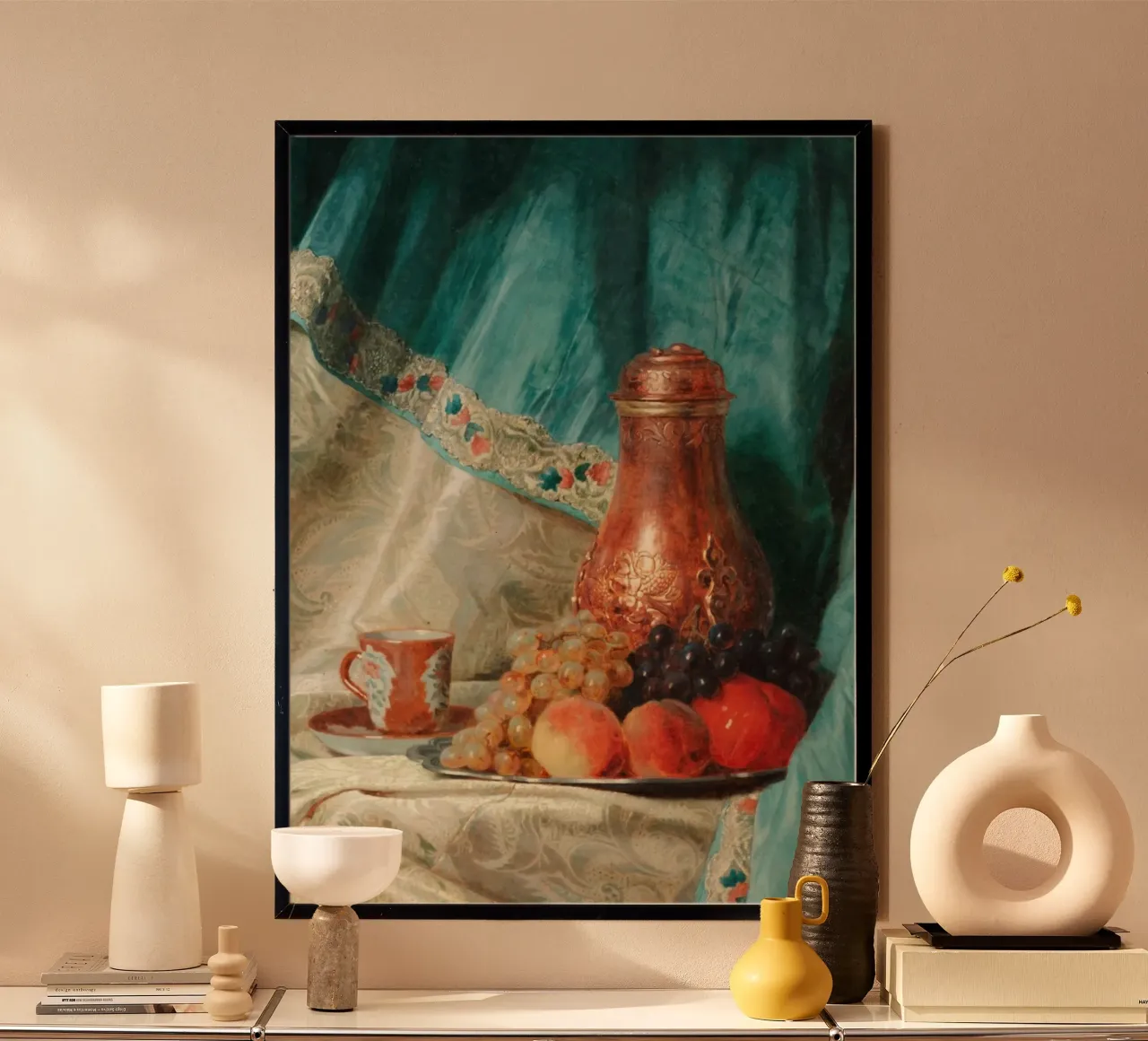 Viktorianisch-orientalisches Stillleben - Kupfer und Früchte Poster von ClubArt