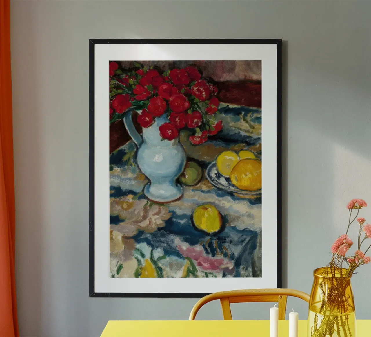 Post-Impressionist Red Roses & Citrus Still Life poster by ClubArt