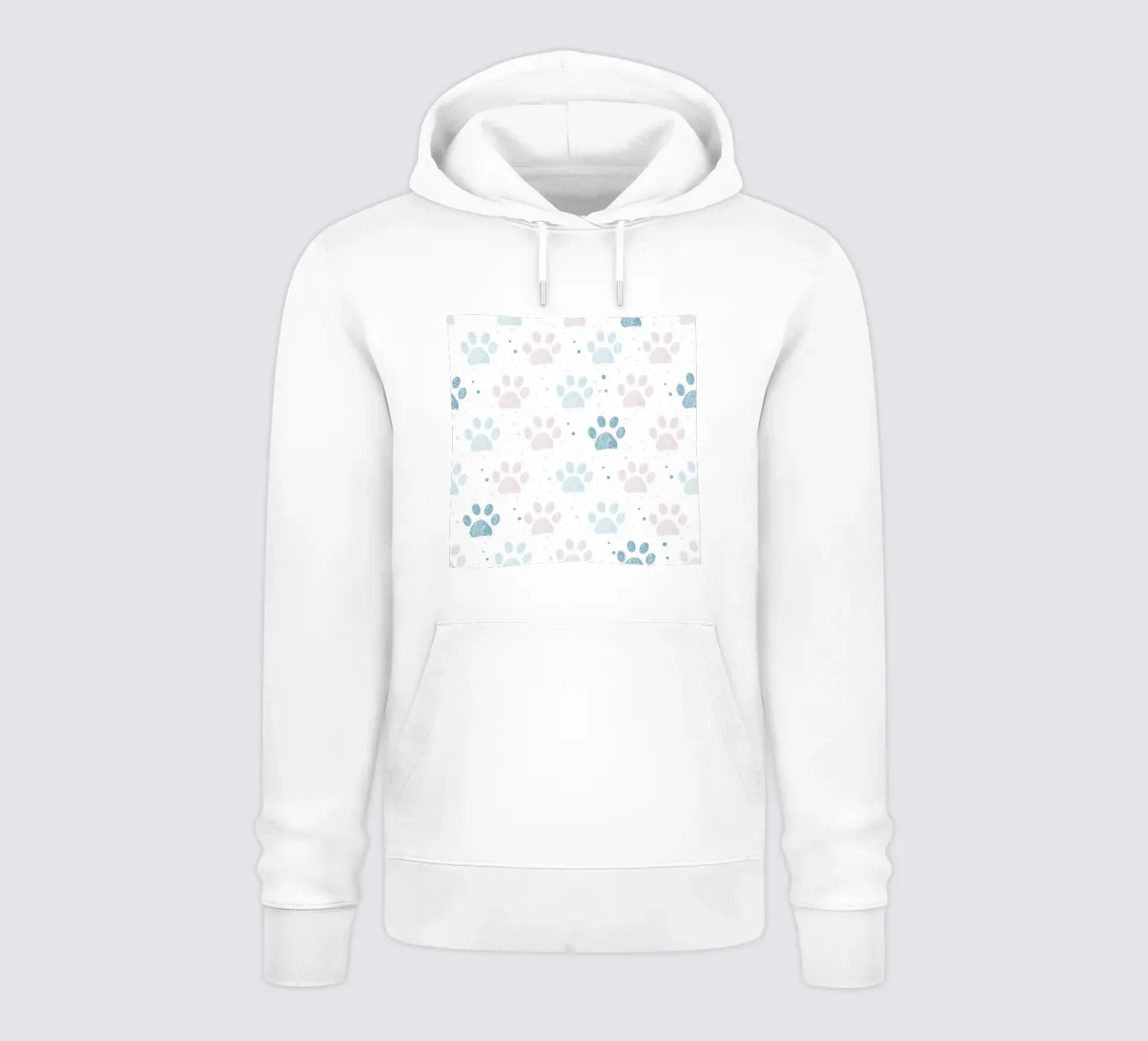 Stampa a zampa rosa e blu, motivo di design in tessuto senza cuciture felpa con cappuccio da gulsengunel