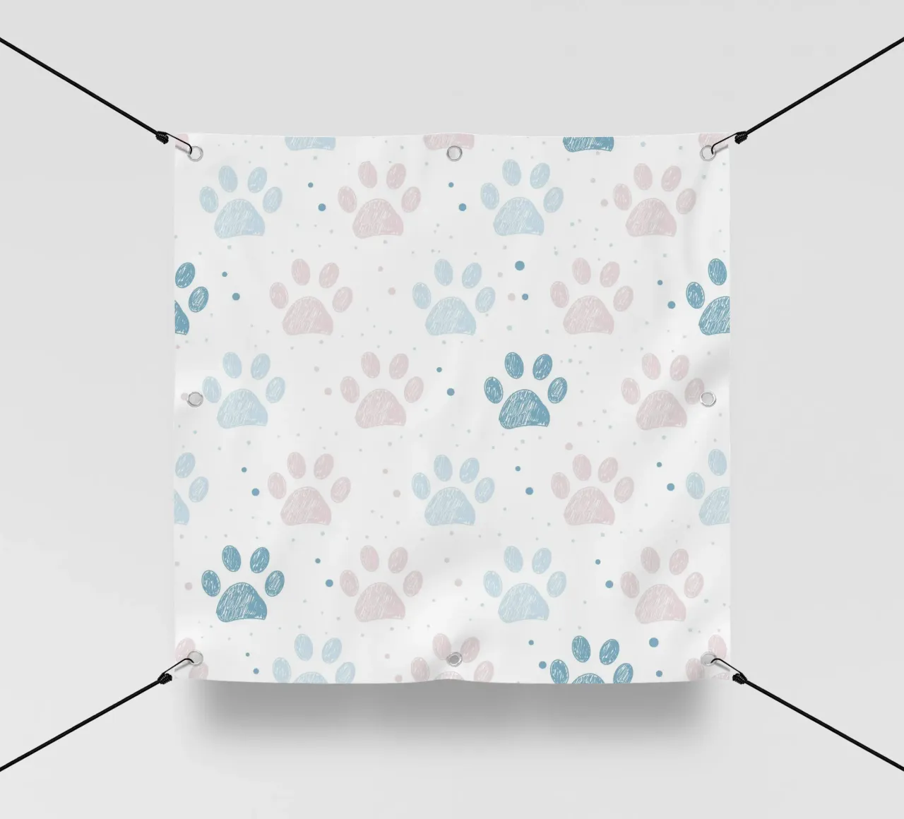 Stampa a zampa rosa e blu, motivo di design in tessuto senza cuciture telo in pvc da gulsengunel