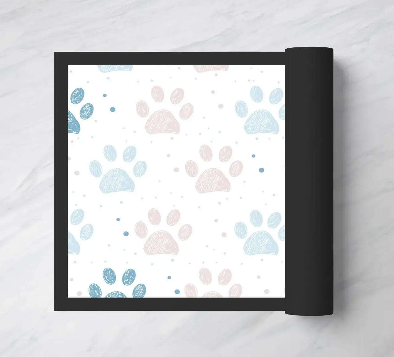Stampa a zampa rosa e blu, motivo di design in tessuto senza cuciture zerbino da gulsengunel