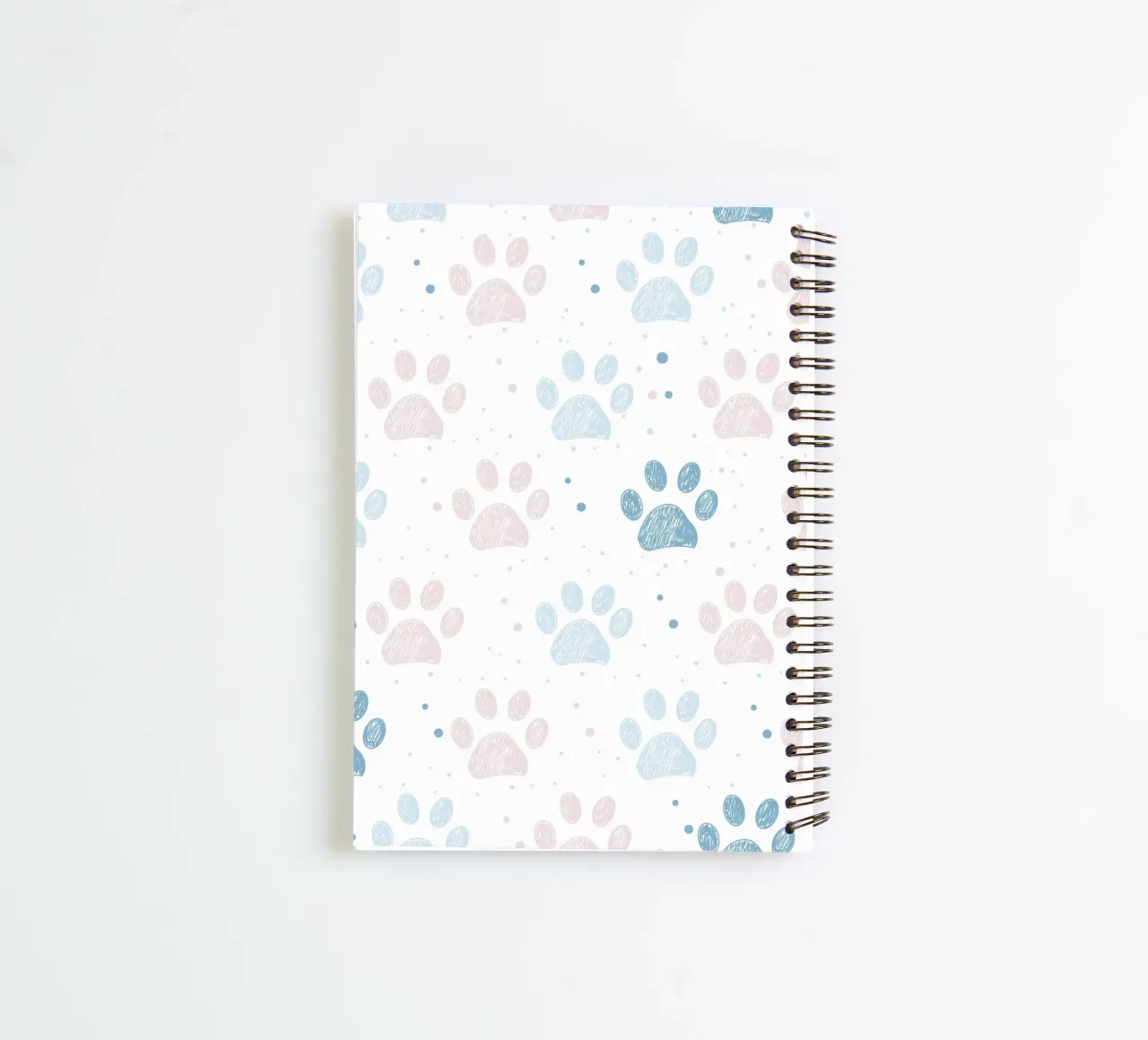 Pink and blue paw prints seamless fabric design pattern spiral notebook by gulsengunel