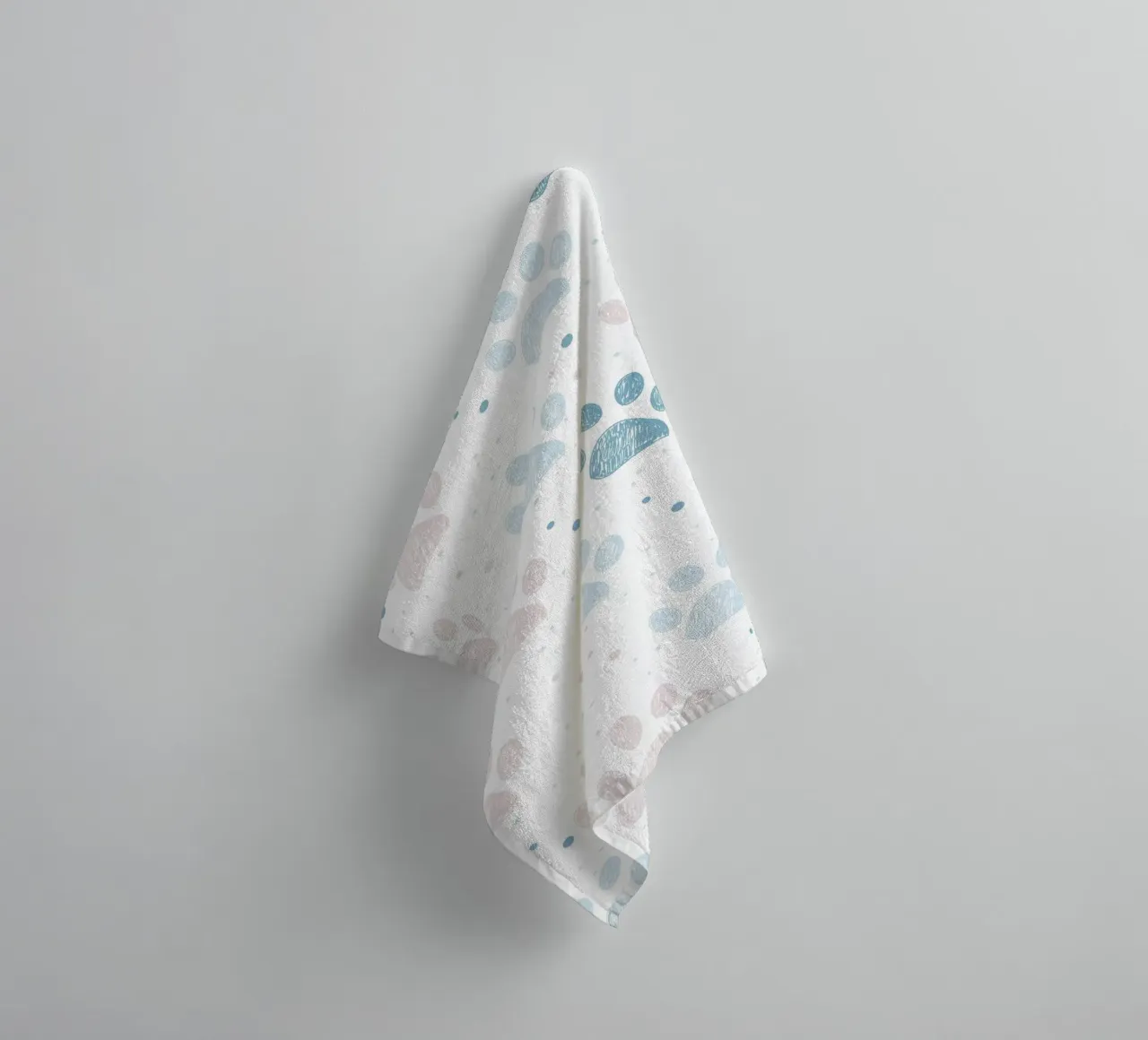 Pink and blue paw prints seamless fabric design pattern towel by gulsengunel