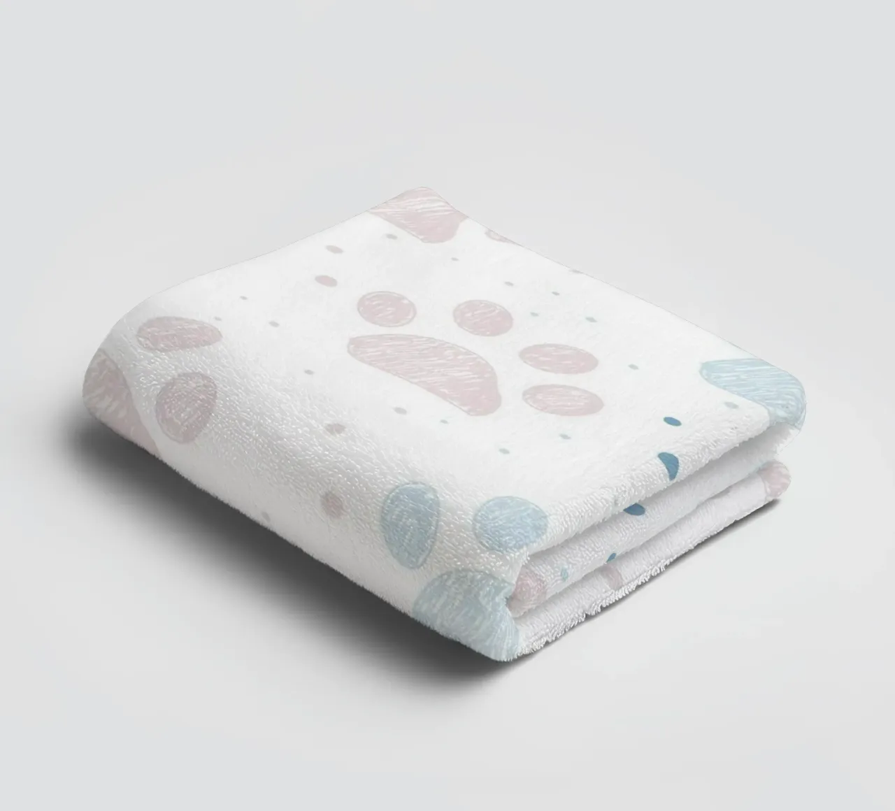 Pink and blue paw prints seamless fabric design pattern towel by gulsengunel