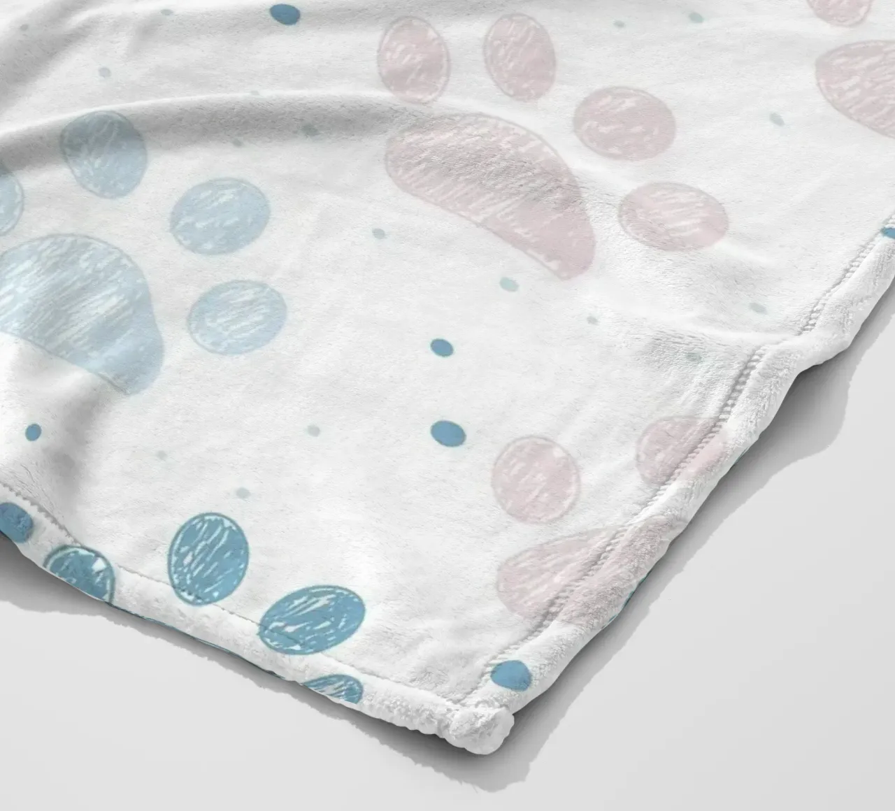 Pink and blue paw prints seamless fabric design pattern fleece blanket by gulsengunel