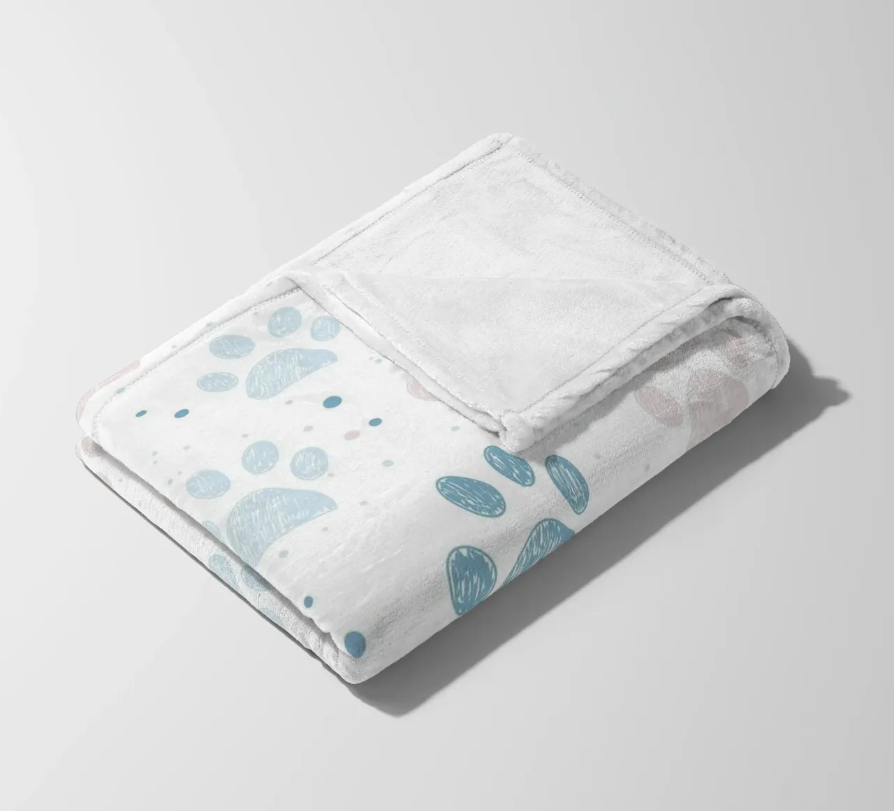 Pink and blue paw prints seamless fabric design pattern fleece blanket by gulsengunel