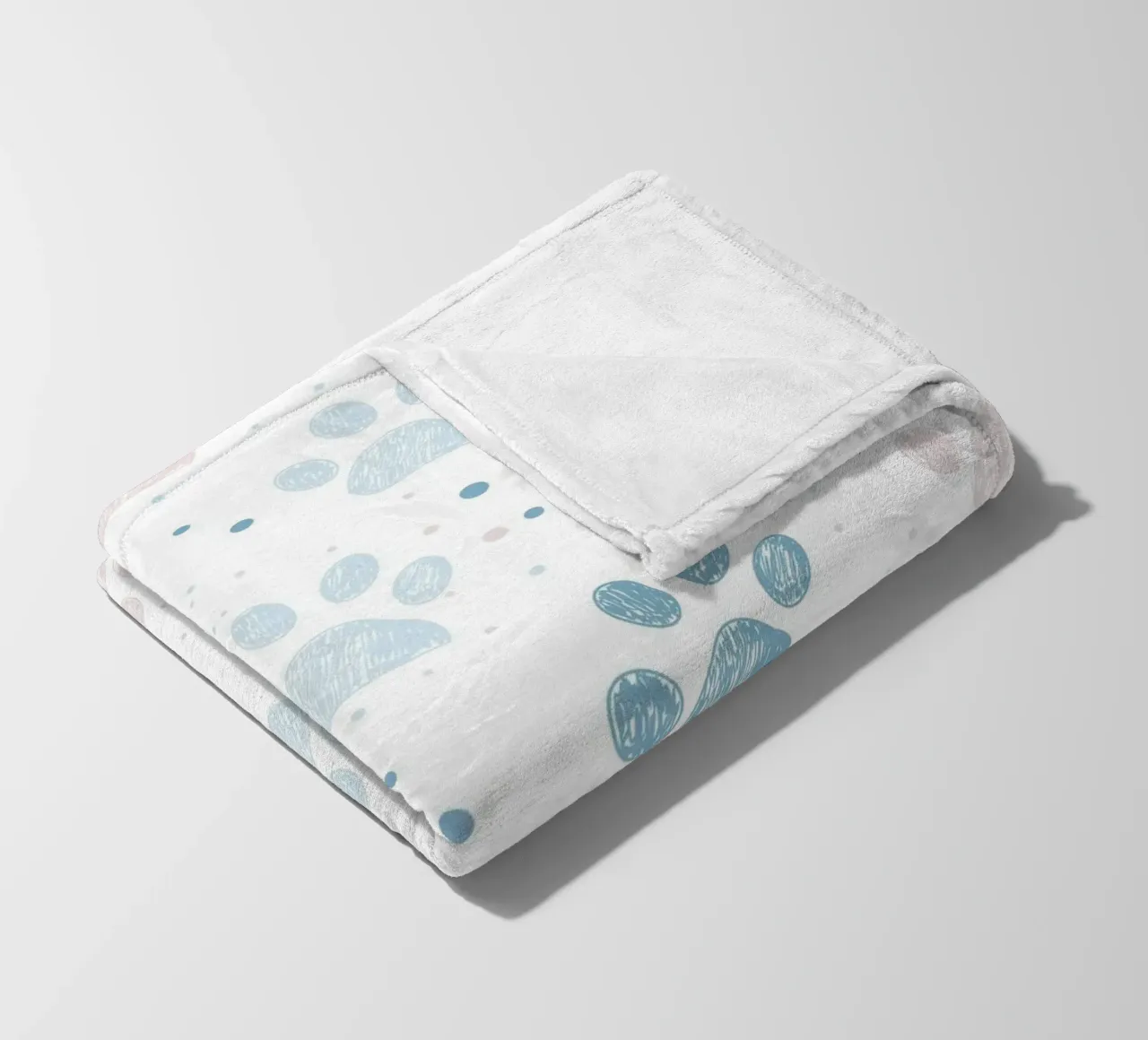 Pink and blue paw prints seamless fabric design pattern fleece blanket by gulsengunel