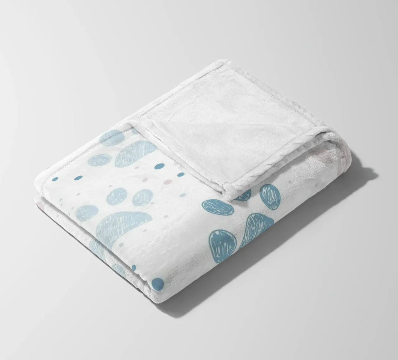 Pink and blue paw prints seamless fabric design pattern fleece blanket by gulsengunel