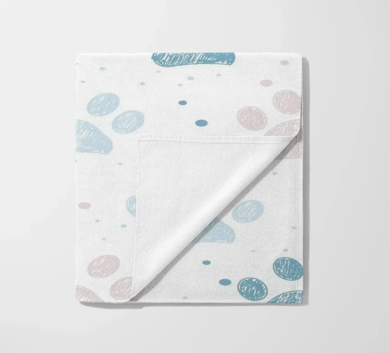 Pink and blue paw prints seamless fabric design pattern beach towel by gulsengunel