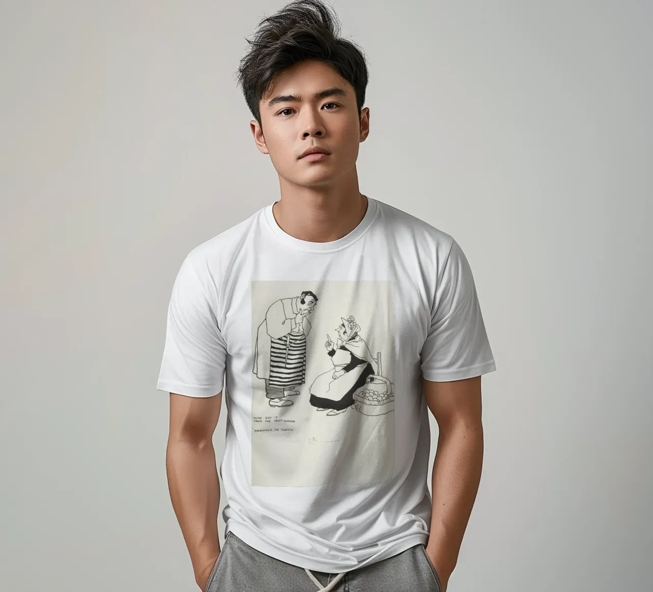 Fruttivendola e chef d'epoca - Stampa umoristica in linea t-shirt da ClubArt