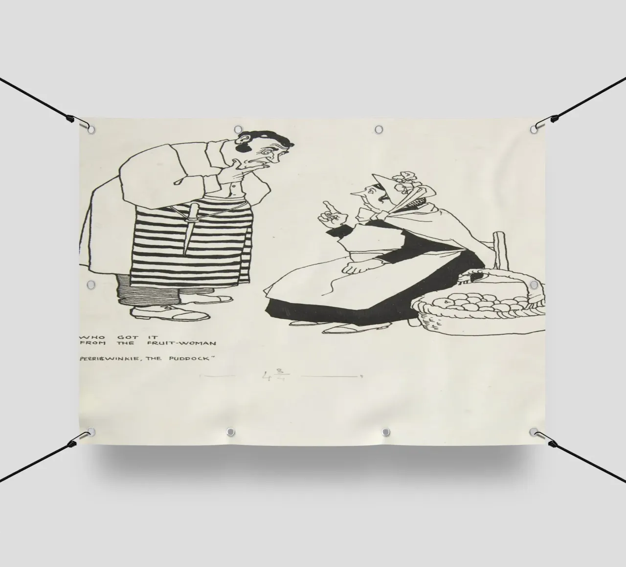 Fruttivendola e chef d'epoca - Stampa umoristica in linea telo in pvc da ClubArt