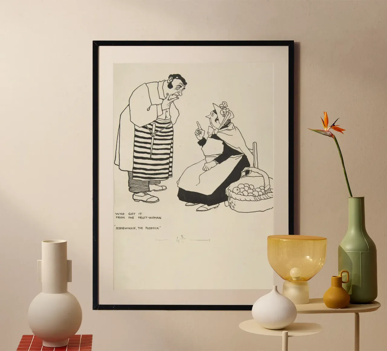 Fruttivendola e chef d'epoca - Stampa umoristica in linea carta hahnemühle da ClubArt