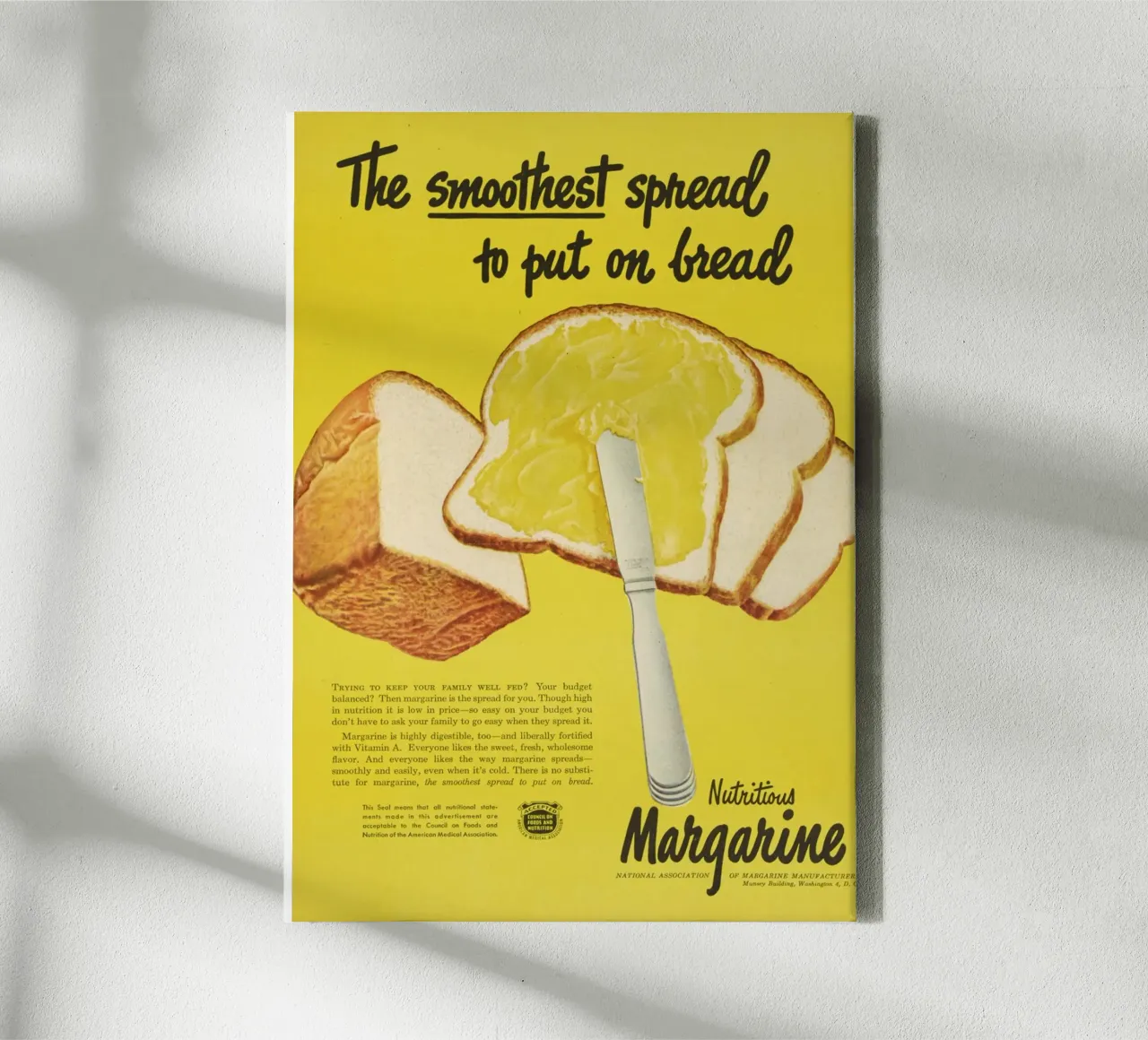 Margarine advertentie - "Smooth Spread" Keuken Print canvas met Baklijst van ClubArt