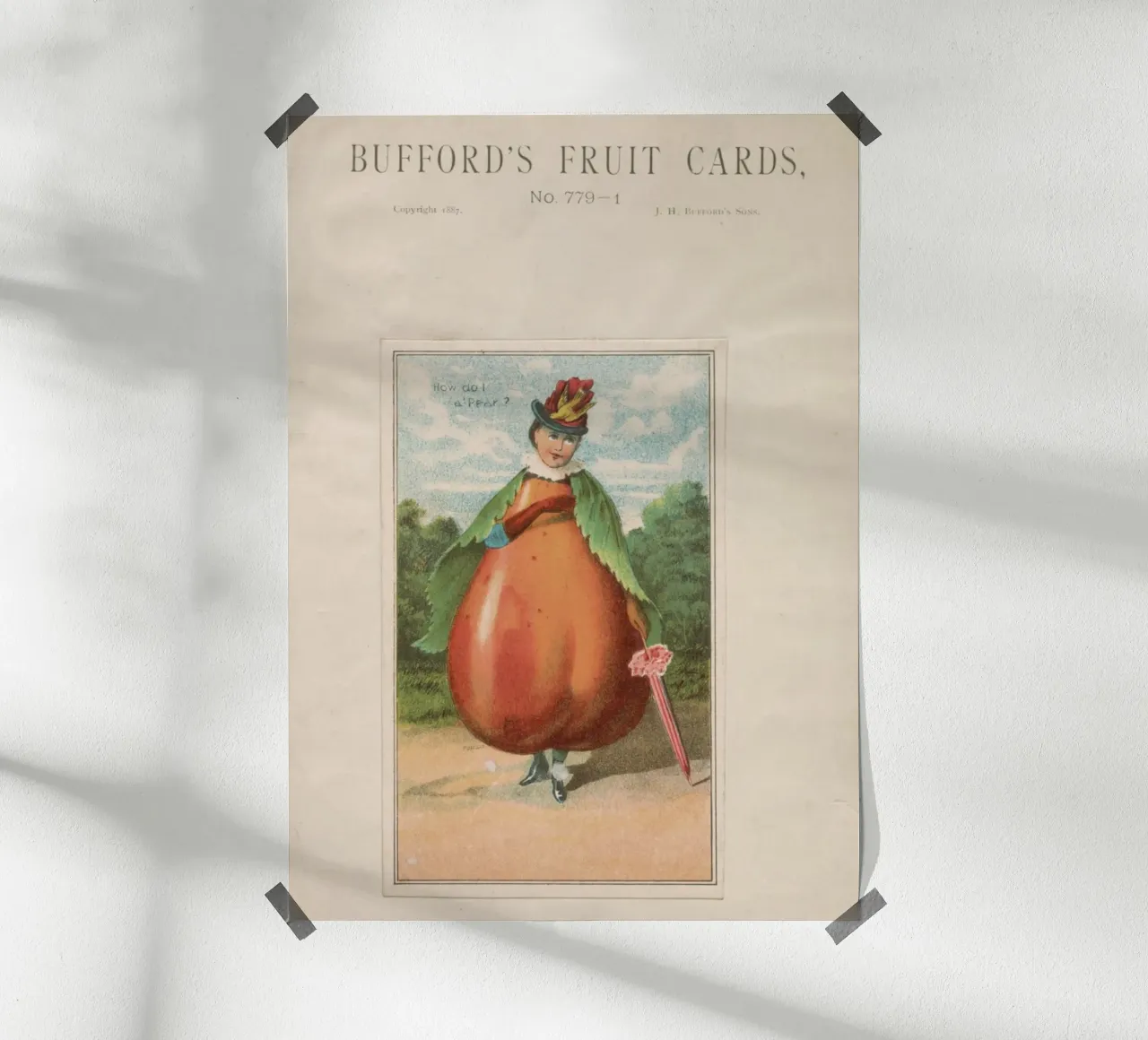 Carta vintage "Come faccio a fare una pera?" Carta della frutta di Bufford poster da ClubArt