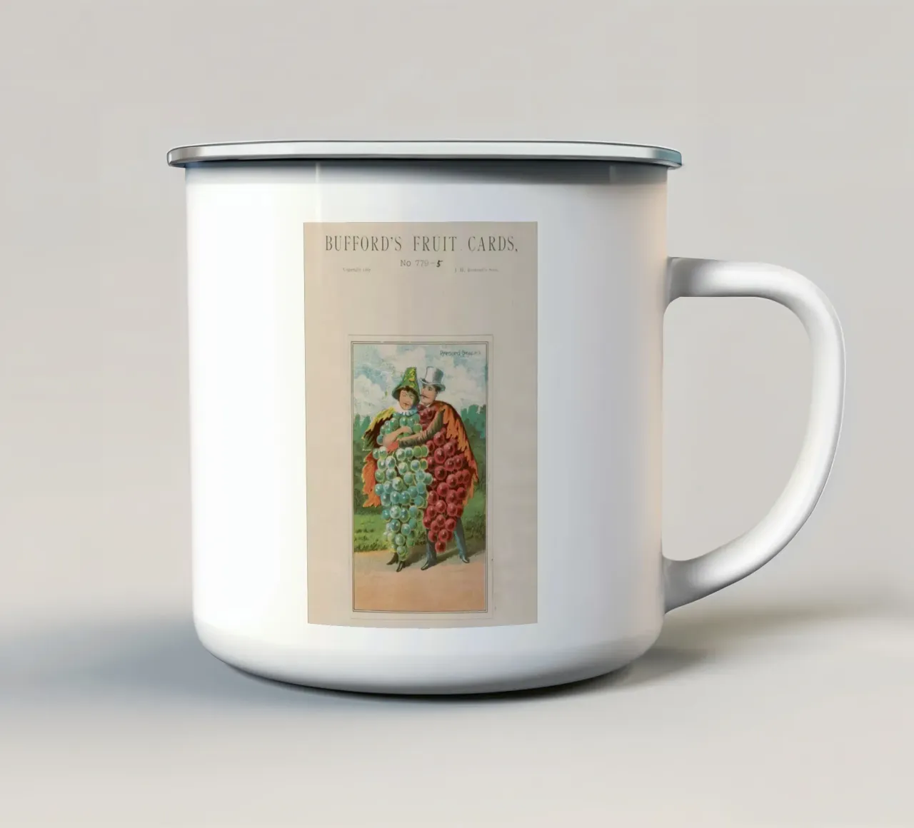 Biglietto da visita d'epoca "Uva spremuta" Bufford's Fruit Card (1887) tazza in smalto da ClubArt