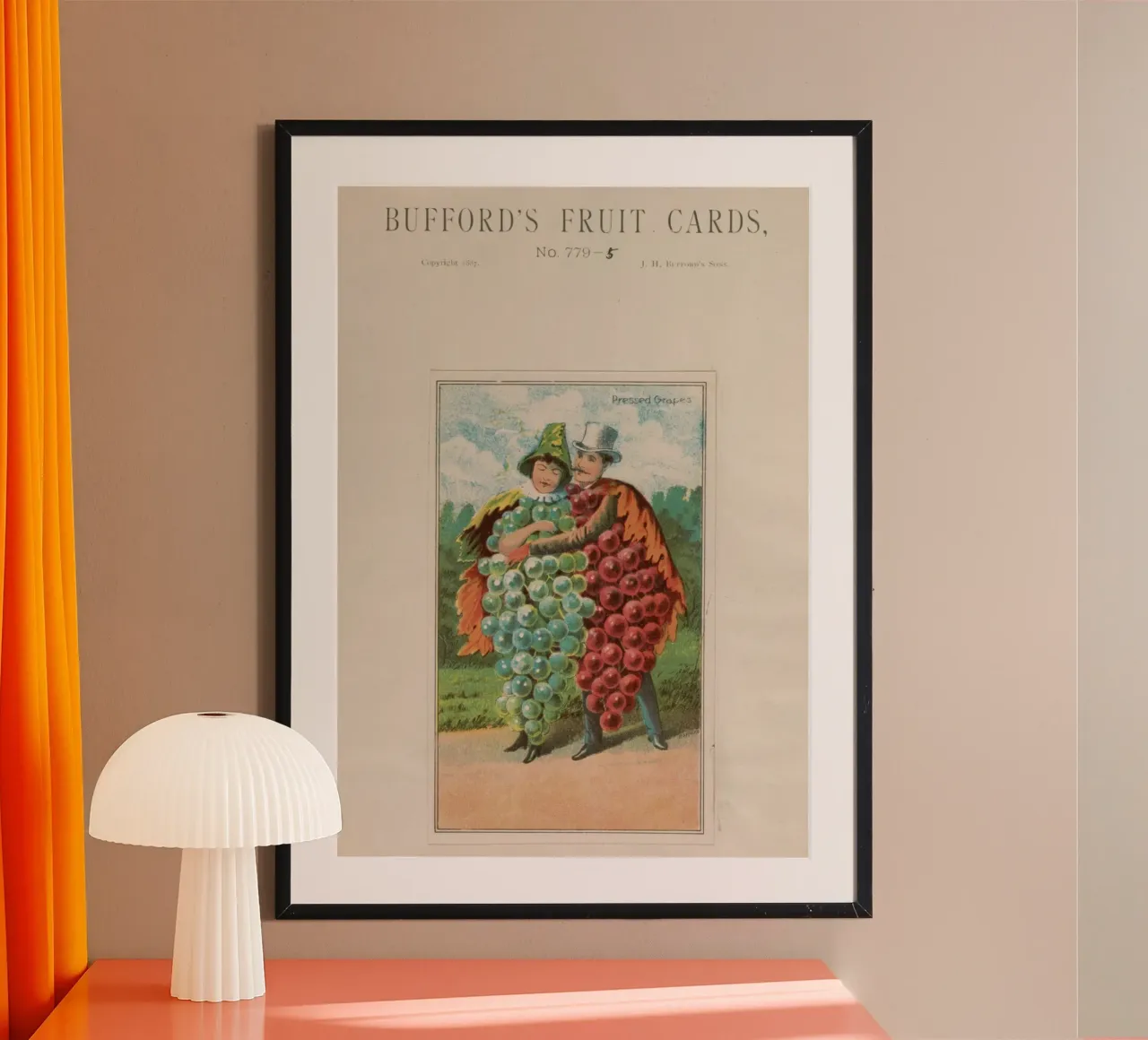 Biglietto da visita d'epoca "Uva spremuta" Bufford's Fruit Card (1887) poster da ClubArt