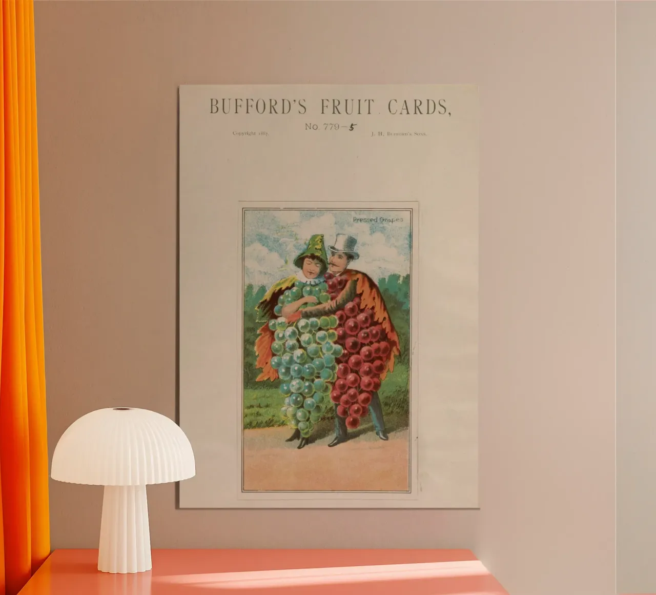 Biglietto da visita d'epoca "Uva spremuta" Bufford's Fruit Card (1887) poster da ClubArt