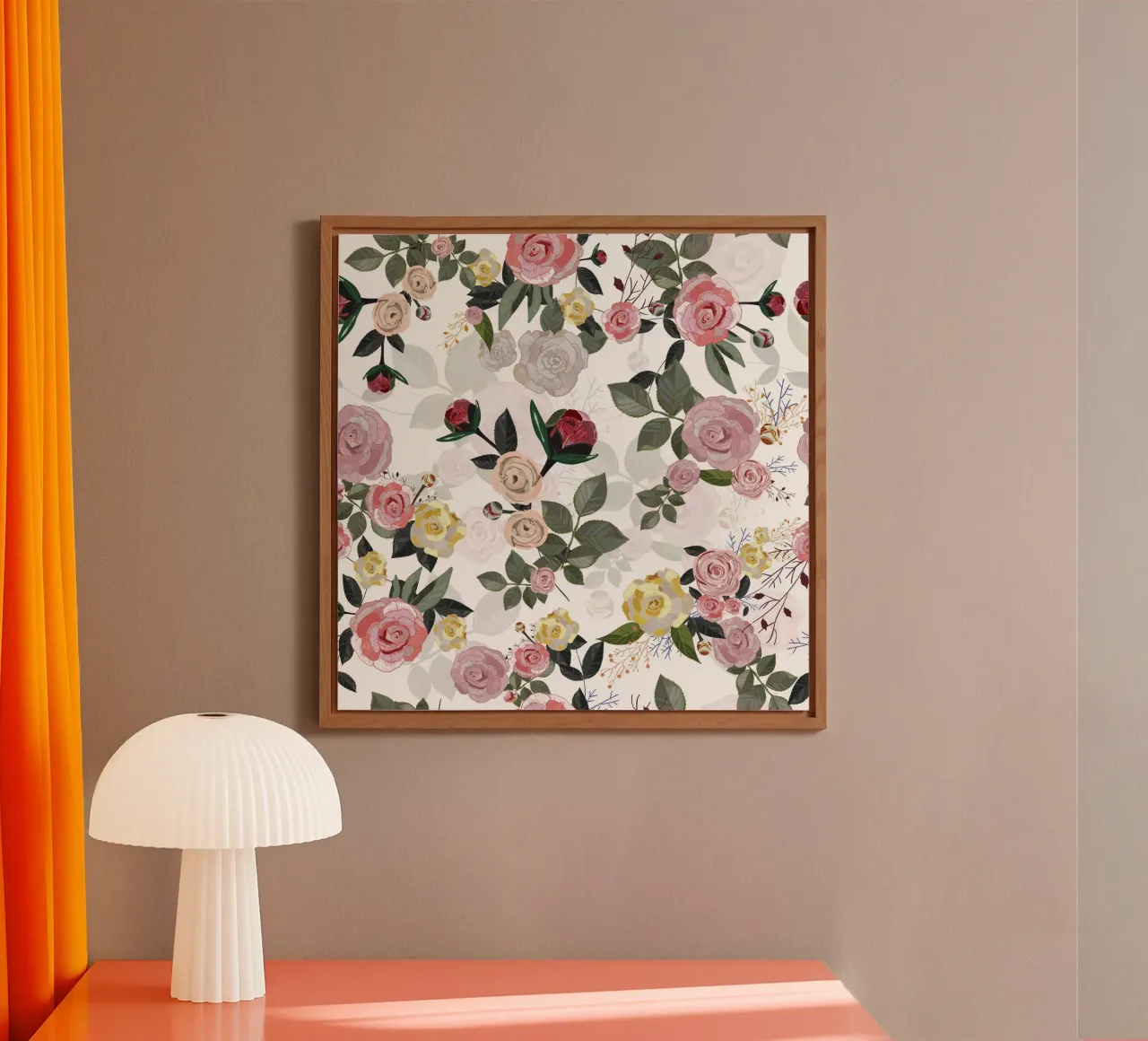 Peony and roses white background alu-dibond by gulsengunel