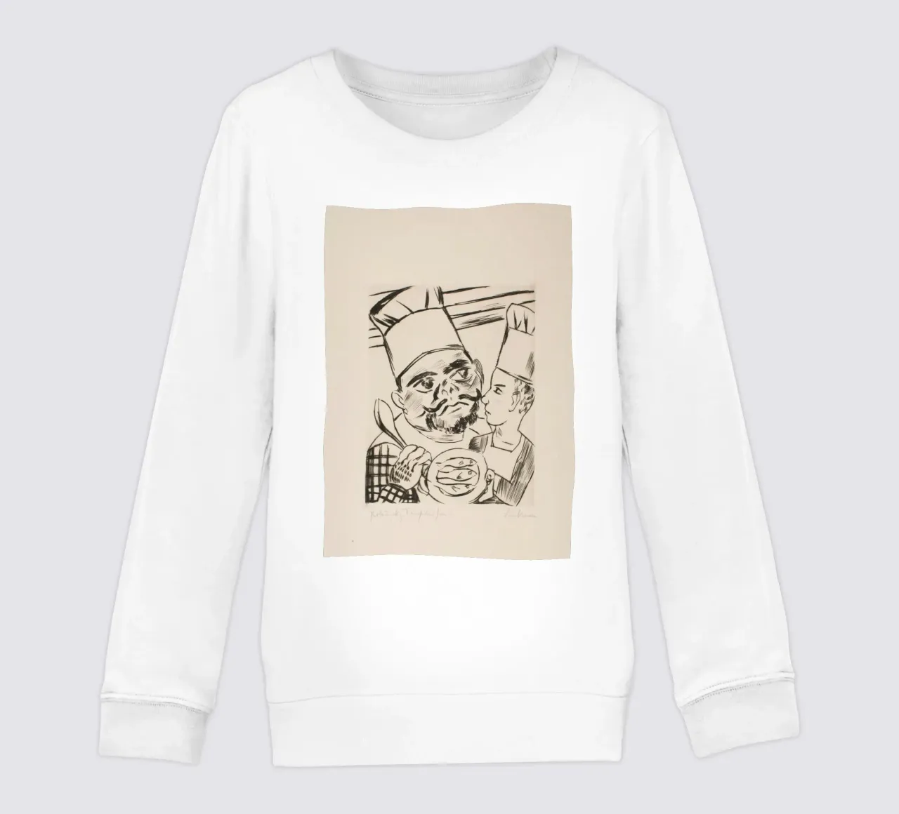 Pechstein Expressionist Chefs with Fish Plate Impresión artística sudadera para niño de ClubArt