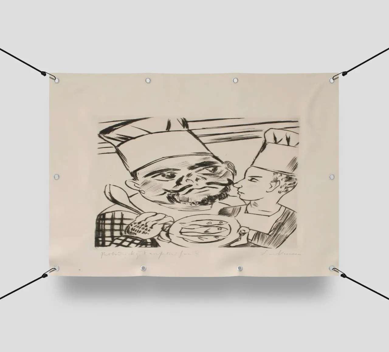 Pechstein Expressionist Chefs with Fish Plate Impresión artística lonas publicitarias de ClubArt