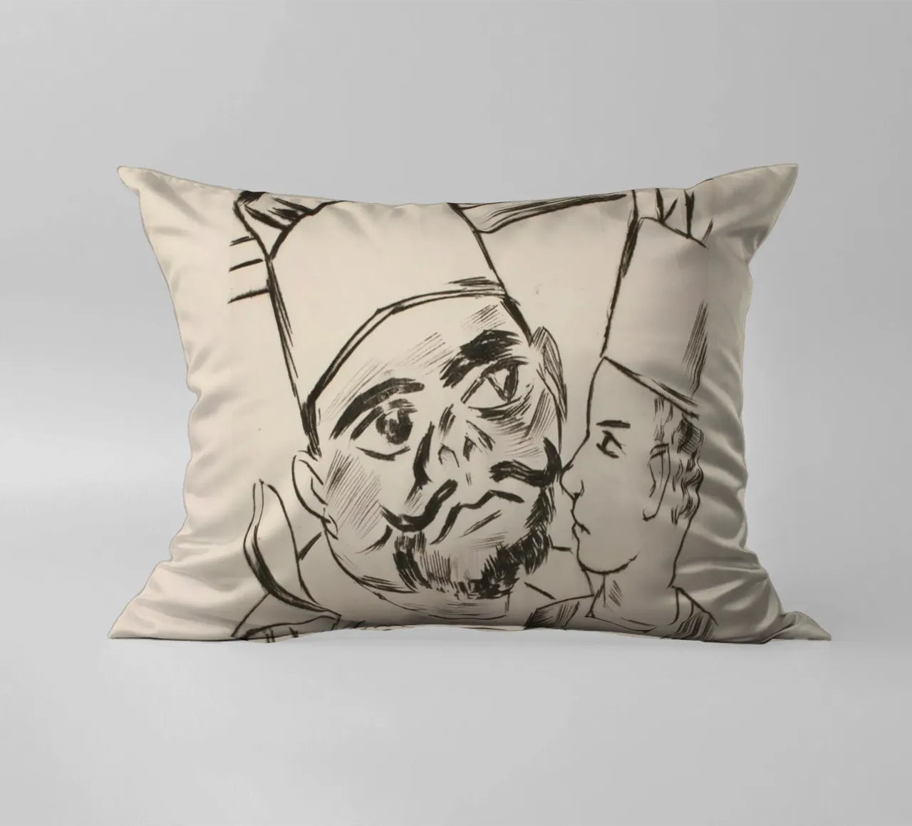 Pechstein Expressionist Chefs with Fish Plate Art Print decorative cushion by ClubArt