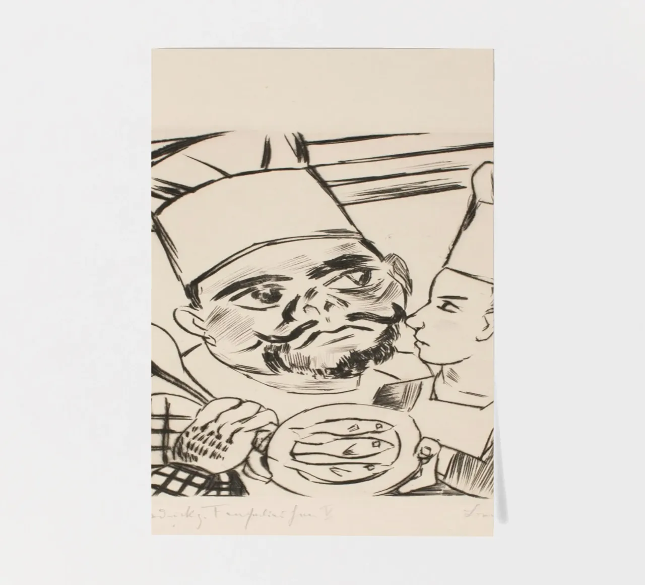 Pechstein Expressionist Chefs with Fish Plate Art Print planche autocollant de ClubArt