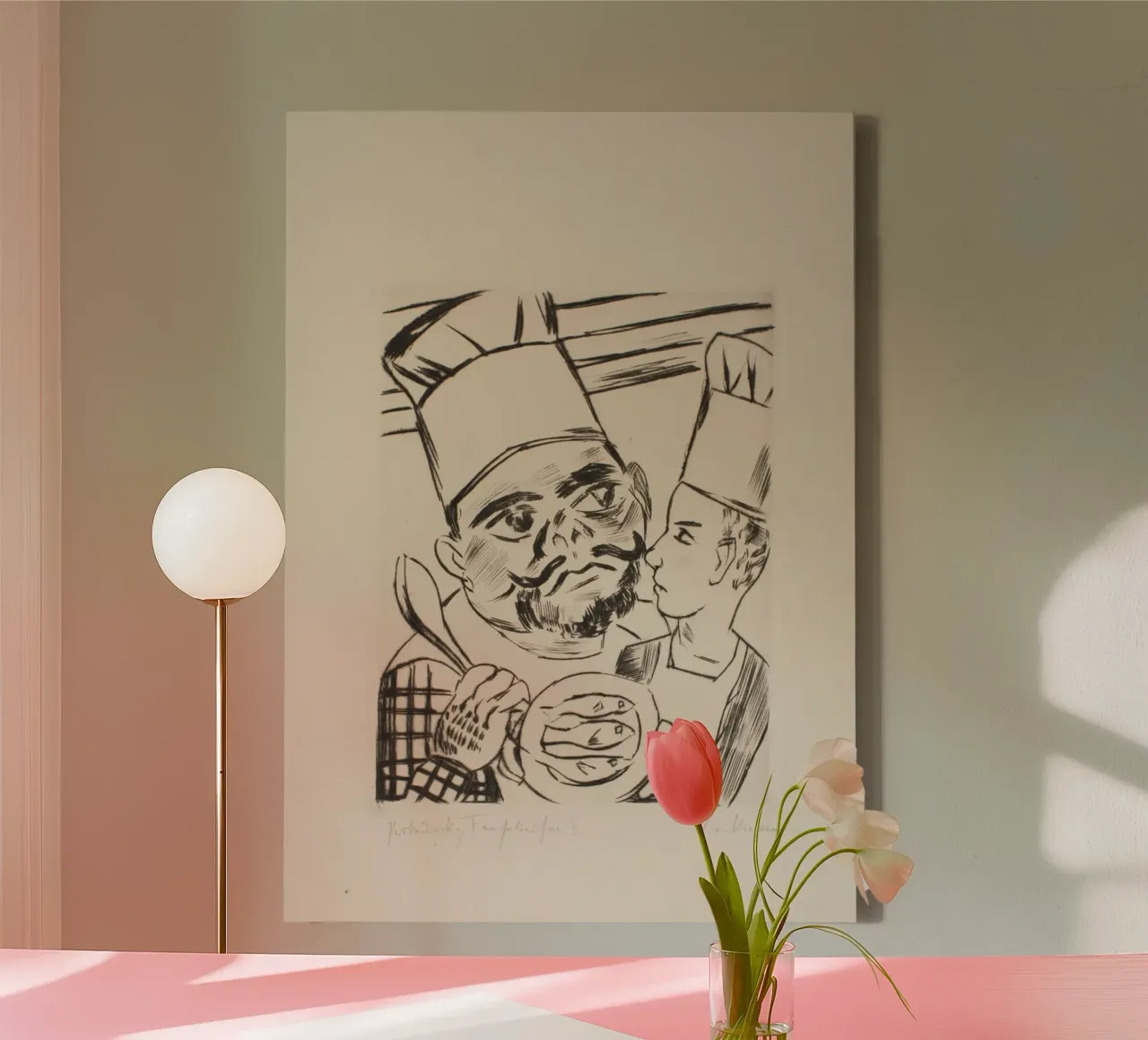 Pechstein Expressionist Chefs with Fish Plate Impresión artística lienzo de ClubArt