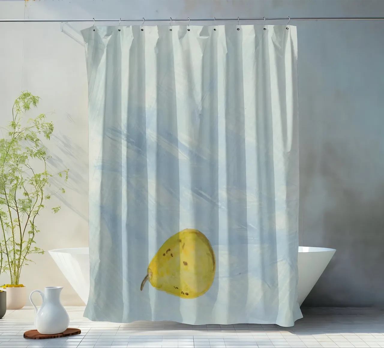 Abstract Still Life Pear Art Print - Modern Fruit Decor shower curtain by ClubArt