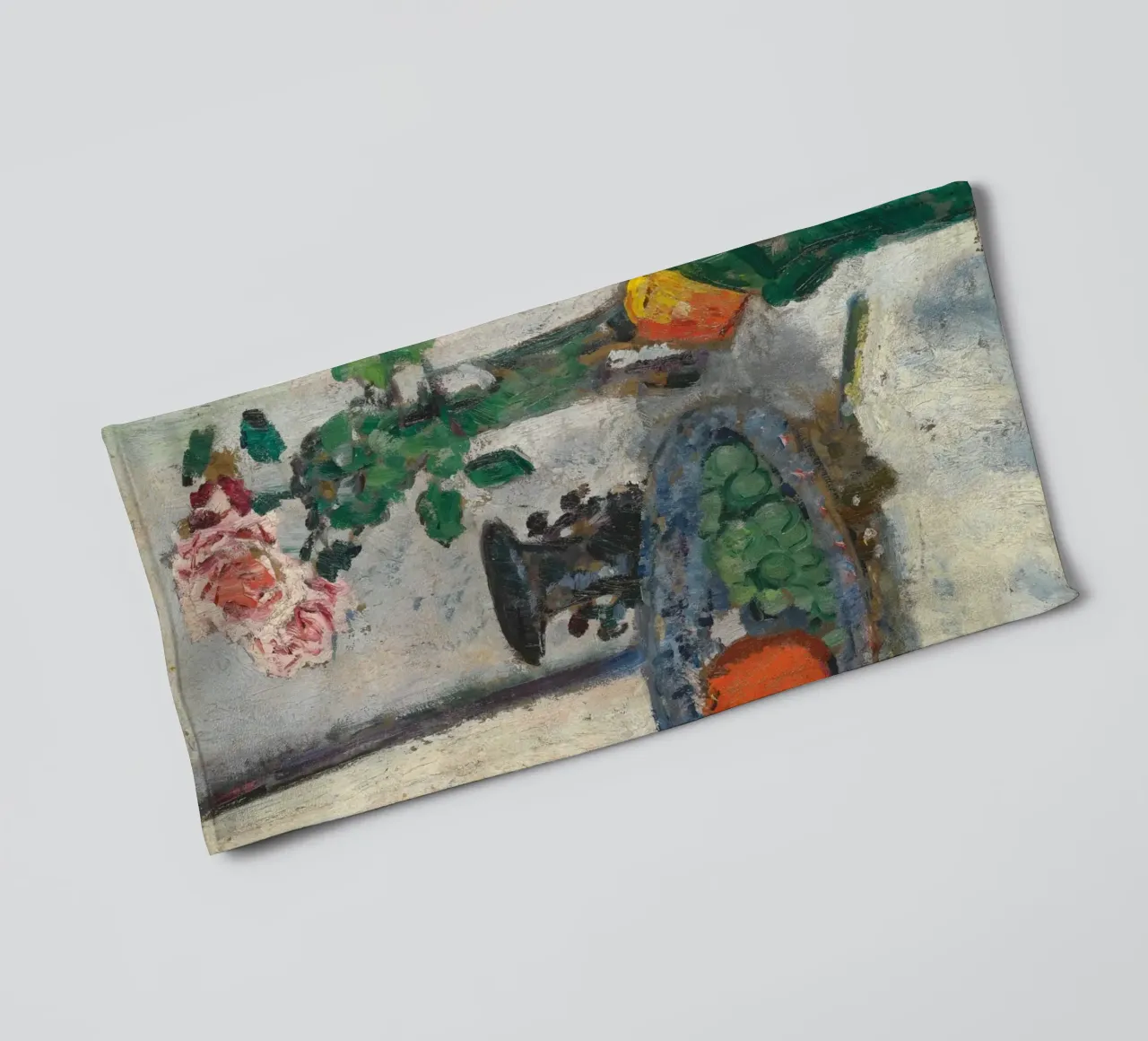 Post-Impressionist Stilleven Print - Roos & Fruit Art badhanddoek van ClubArt