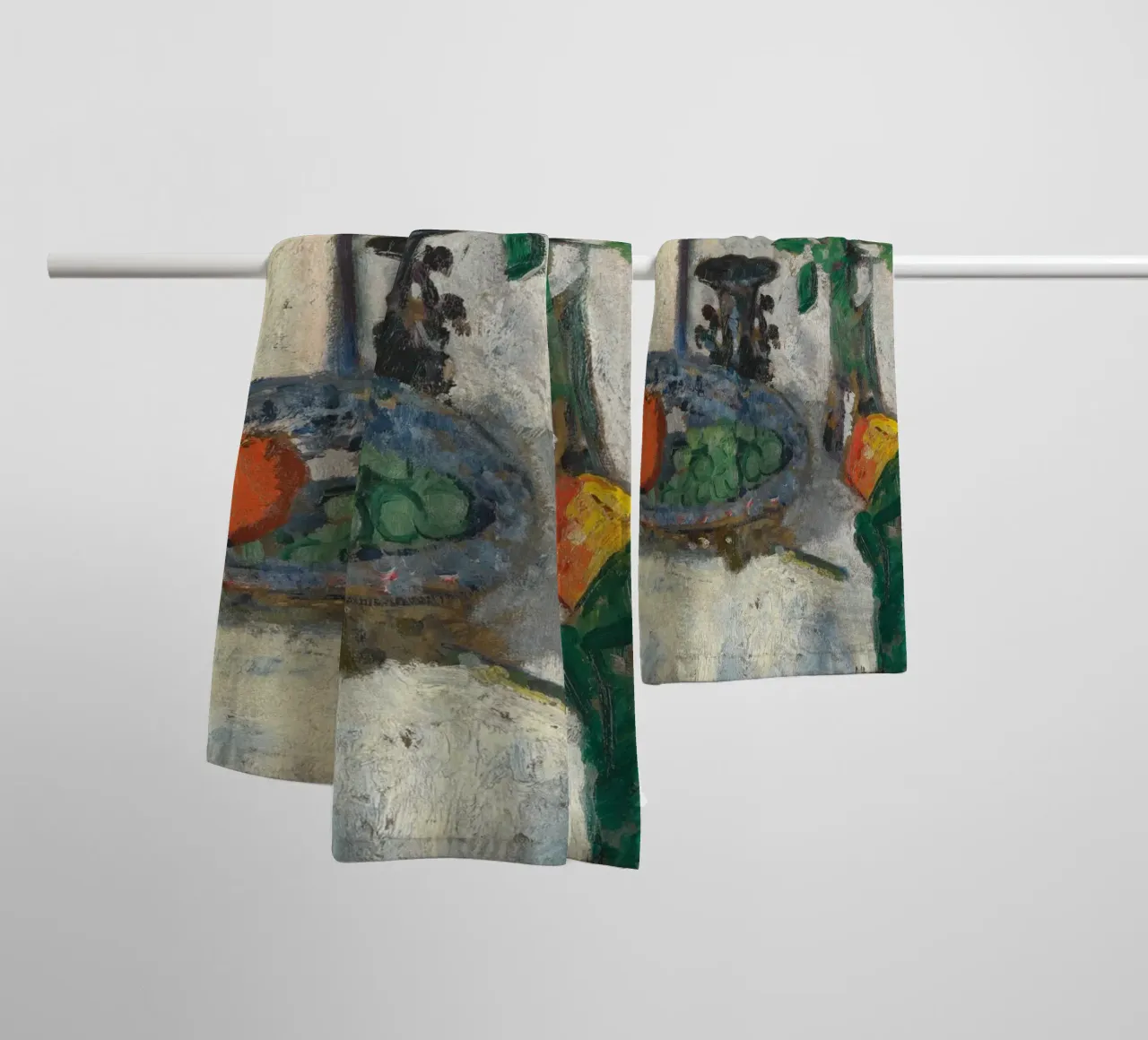 Post-Impressionist Stilleven Print - Roos & Fruit Art badhanddoek van ClubArt