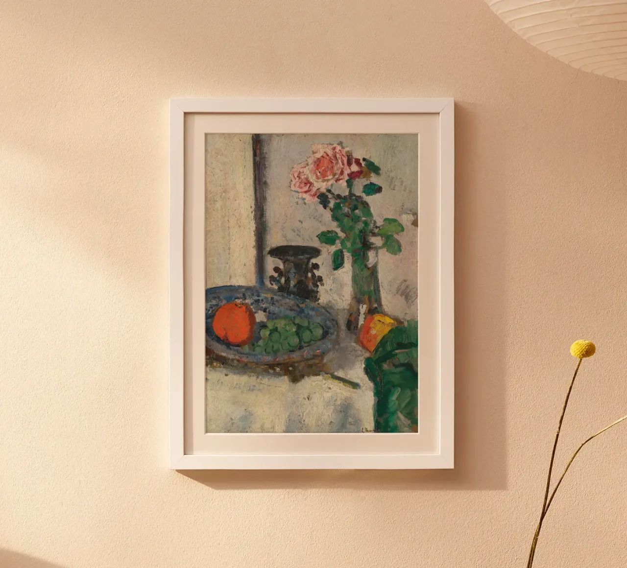 Postimpressionistisches Stillleben - Rose & Obst Kunst Hahnemühle von ClubArt