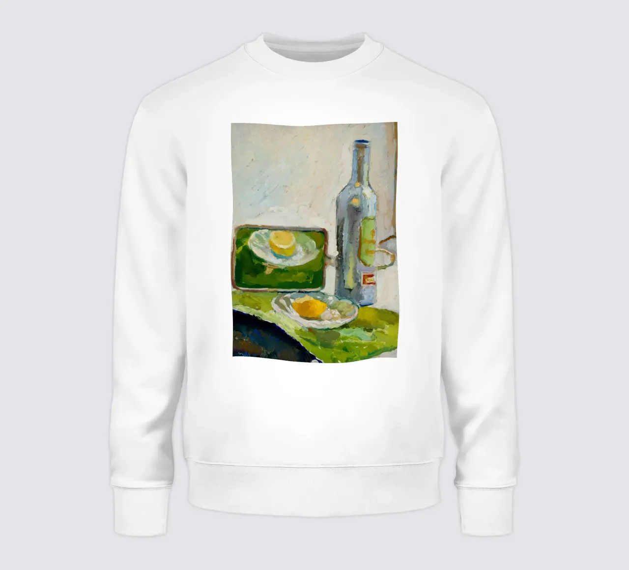 Modernes Stillleben Zitrone & Flasche - Texturierter Kunstdruck Sweatshirt von ClubArt