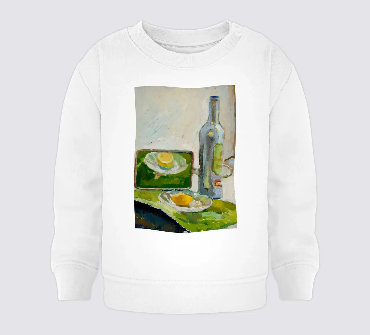 Modernes Stillleben Zitrone & Flasche - Texturierter Kunstdruck Baby Sweatshirt von ClubArt
