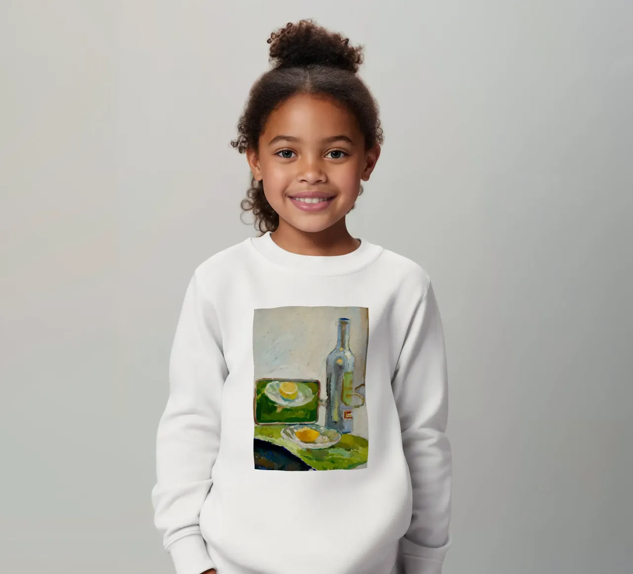 Modernes Stillleben Zitrone & Flasche - Texturierter Kunstdruck Kinder Sweatshirt von ClubArt