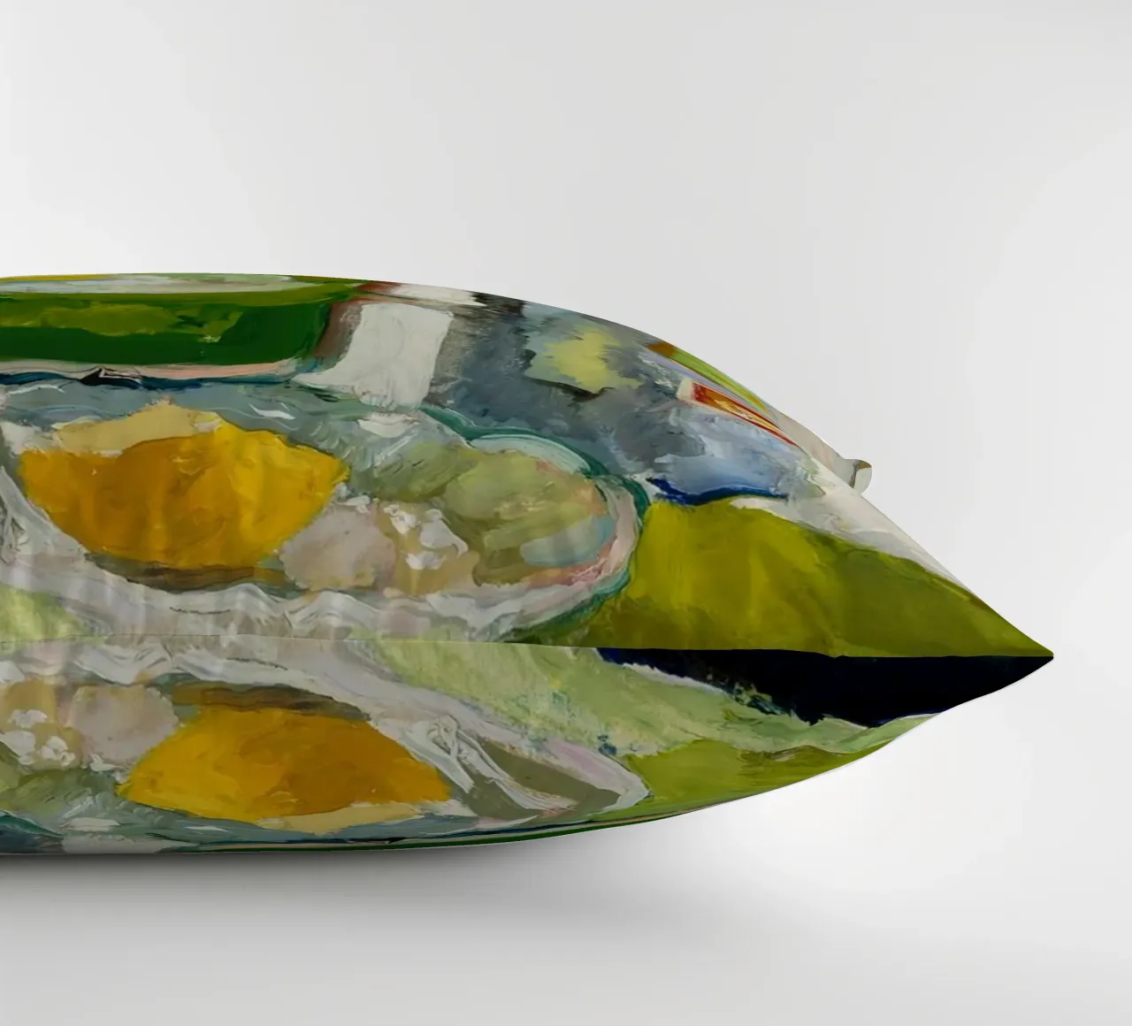 Modernes Stillleben Zitrone & Flasche - Texturierter Kunstdruck Kissen von ClubArt