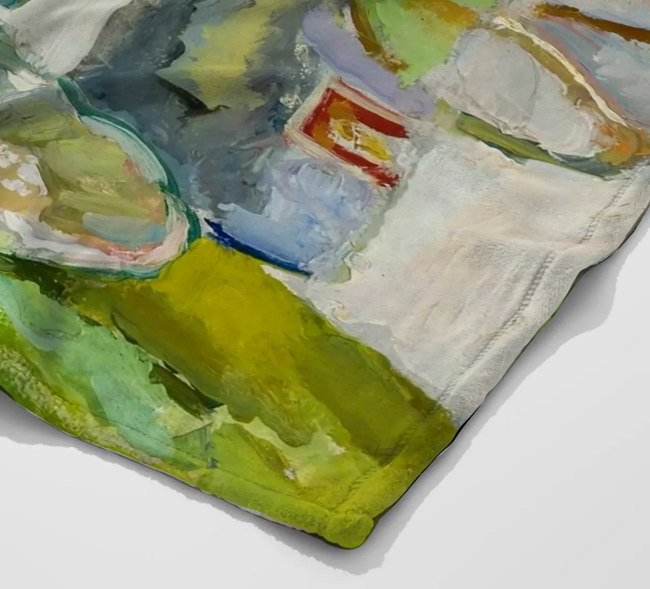 Modernes Stillleben Zitrone & Flasche - Texturierter Kunstdruck Fleecedecke von ClubArt