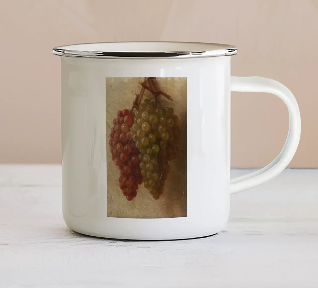 Stampa d'arte di una natura morta d'uva vintage - Decorazione rustica per la cucina tazza in smalto da ClubArt