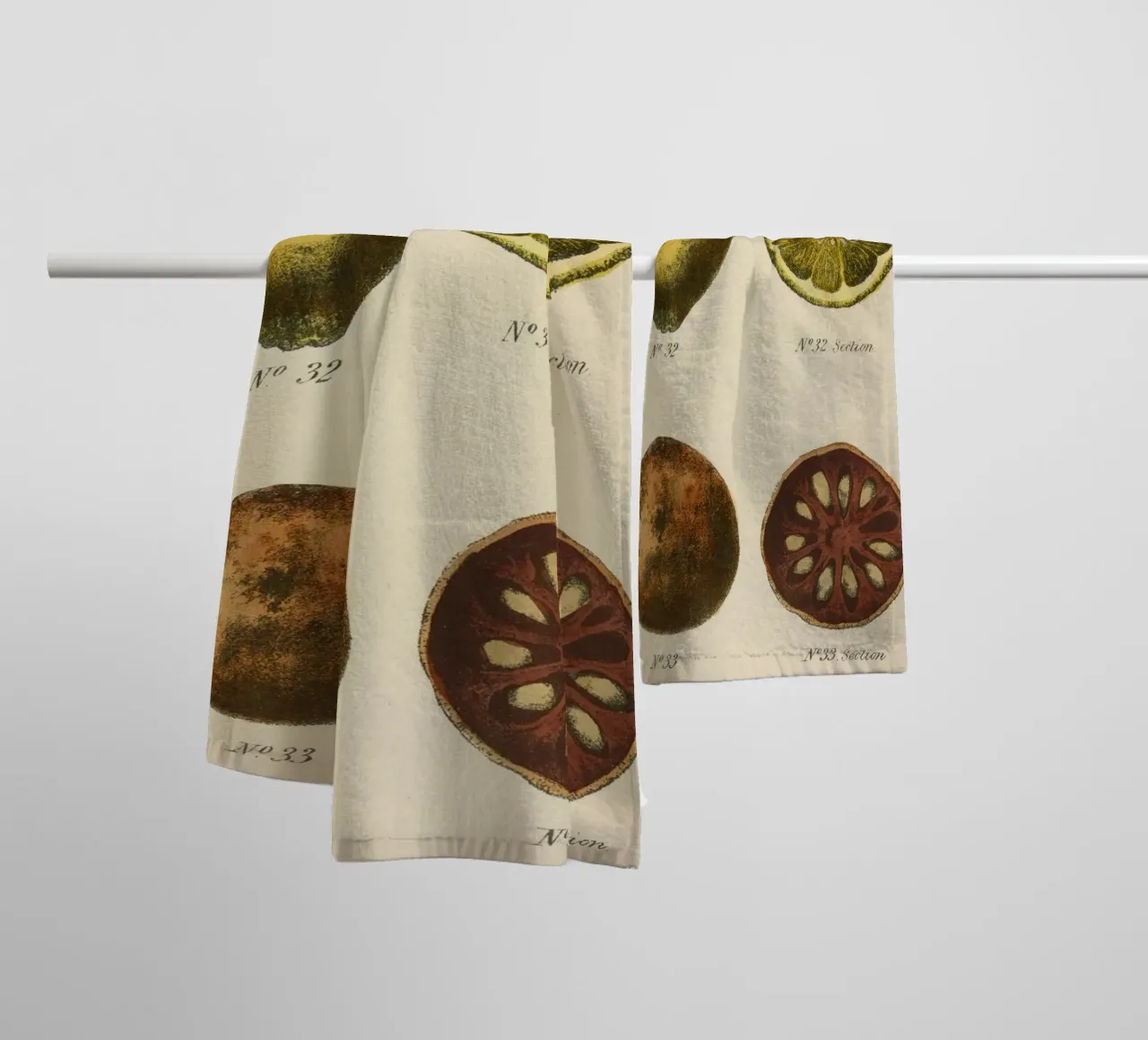 Vintage Citrus Botanical Plate - Lemon & Quince Art towel by ClubArt